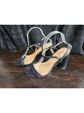 Sam Edelman Kit Black Suede Slingback Block Heel Sandal/ Sz. 9.5M
